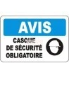 French OSHA “Notice Safety Helmet Mandatory” sign in various sizes, materials, languages & optional features