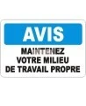 Affiche OSHA « Avis Maintenez votre milieu de travail propre » en français: langues, option,  formats & matériaux variés