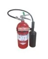 Heavy-duty black plastic extinguisher strap with hose clip, for 10 lbs & 15 lbs carbon dioxide (CO2) fire extinguishers.