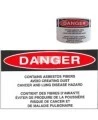 Bilingual sticky vinyl tag to identify bulky asbestos-containing waste in sealed wrapping. 5" X 3" sold by unit.