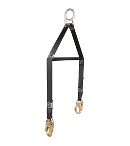 Palonnier de levage & entretoise pour travail en espace clos de North. Sangle en polyester, mousquetons & anneau en D en acier.