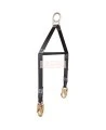 North Safety lifting yoke & spreader bar for work in confined spaces. Polyester webbing, carabiners & D-Ring of steel alloys.