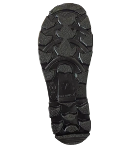 Bottes imperméables faites de PVC noir, la  tige (hauteur) de la botte est de 16 po (41 cm).