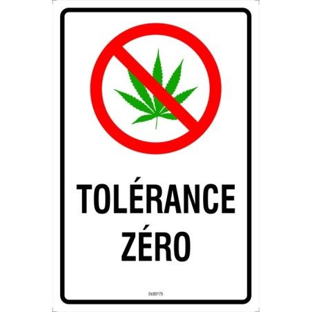 Zero tolerance sign for cannabis, two materials available: aluminum or adhesive window decal.