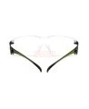 3M SF401SecureFit protective eyewear with anti-fog treated clear polycarbonate lenses with black temples w/ neon green accents
