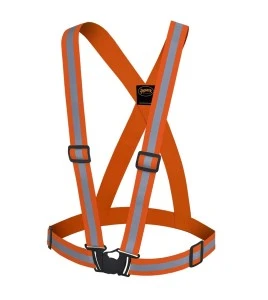 Bretelles de sécurité économiques, de couleur orange fluorescent avec bandes rétroréfléchissantes, taille unique.