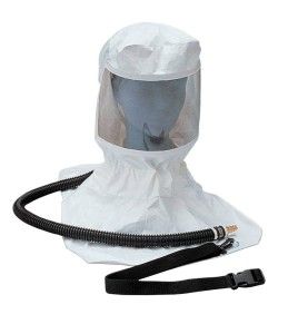 Ensemble comprenant une cagoule en tyvek, un harnais de tête, un tuyau d'alimentation et une ceinture, Allegro no 9910.