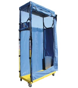 HEPA ZONE 24 containment unit with battery-powered negative pressure air scrubber, for asbestos abatement.
