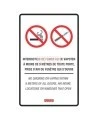 Affiche bilingue « Interdiction de fumer ou de vapoter à moins de 9 mètres » disponible en deux matériels. 