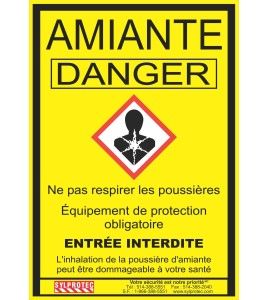 Affiche réglementaire et obligatoire pour les chantiers où il y a de l’amiante au Québec. 14"x18.5". En français seulement.