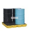 Drum accumulation center for spill control, fits 4 drums, capacity 49 US gallons (185 liters).