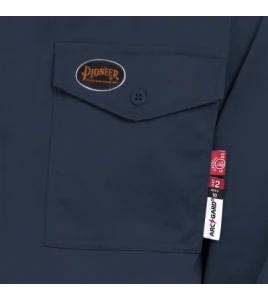Safety shirt, FR-TECH 7 oz fireproof, navy blue size small to 4XL, Pioneer V2540440, model 7742, sold by unit