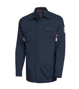Safety shirt, FR-TECH 7 oz fireproof, navy blue size small to 4XL, Pioneer V2540440, model 7742, sold by unit
