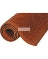 Red carpet 1/2 in, made of vulcanized rubber with cylindrical flow openings and rising grooves.