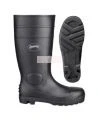 Bottes imperméables faites de PVC noir, la  tige (hauteur) de la botte est de 16 po (41 cm).