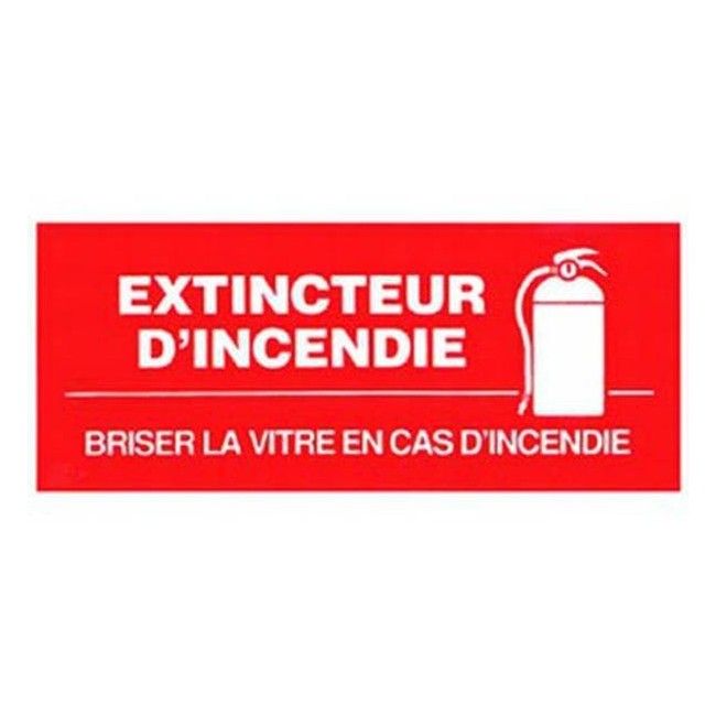 Affiche française d’urgence et d’incendie «Extincteur d'incendie. Briser la vitre en cas d'incendie» en vinyle autocollant
