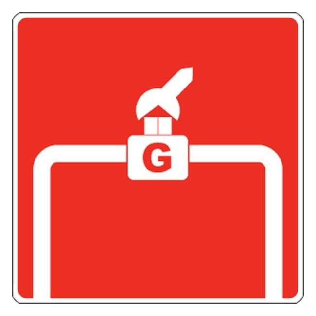 Aluminium sign for manual gas shutoff valve Aluminium sign for manual gas shutoff valve