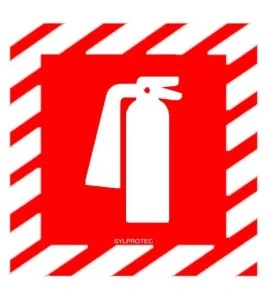 Affiche d’urgence et d’incendie «Extincteur d'incendie à l'intérieur Fire extinguisher inside» en vinyle autocollant