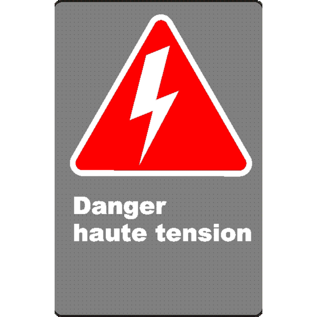 Affiche CSA «Danger haute tension» en français: divers formats, matériaux & langues + options Affiche CSA «Danger haute tension» en français: divers formats, matériaux & langues + options
