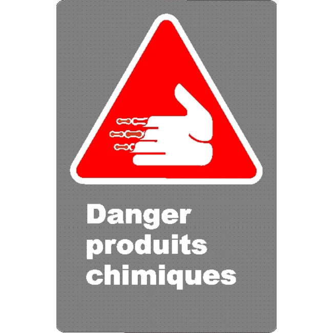 French CSA "Danger Chemical Products" sign in various sizes, shapes, materials & languages + options