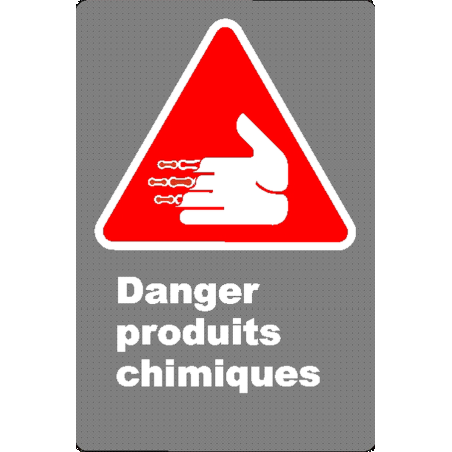 Affiche CSA «Danger produits chimiques» en français: divers formats, matériaux & langues   options