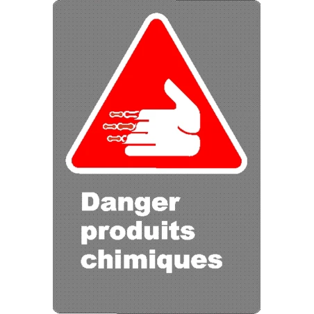 French CSA "Danger Chemical Products" sign in various sizes, shapes, materials & languages + options
