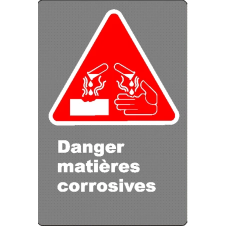 French CSA "Danger Corrosive Material" sign in various sizes, shapes, materials & languages + options