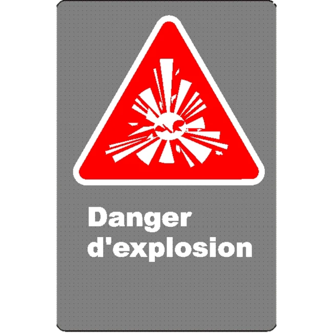 French CSA "Danger Explosive" sign in various sizes, shapes, materials & languages + options