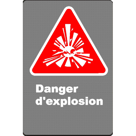 Affiche CSA «Danger d’explosion» en français: divers formats, matériaux & langues   options