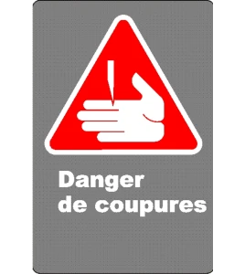 Affiche CSA «Danger de coupures» en français: langue, format & matériau divers   options