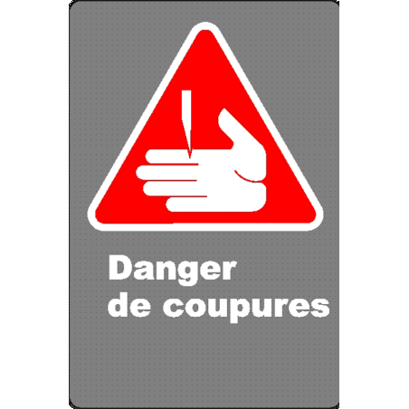 Affiche CSA «Danger de coupures» en français: langue, format & matériau divers + options