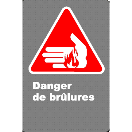 Affiche CSA «Danger de brûlures» en français: langue, format & matériau divers + options