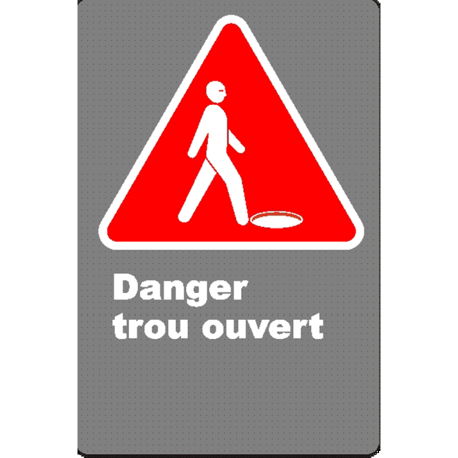Affiche CSA «Danger trou ouvert» en français: langue, format & matériau divers   options