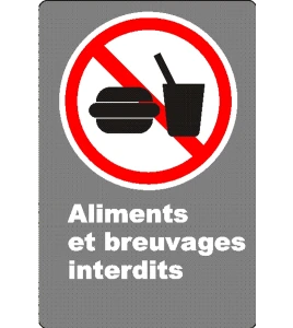 Affiche CSA «Aliments et breuvages interdits» de langue française: formats variés, matériaux divers, d’autres langues & options