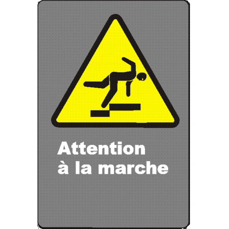 French CSA "Watch Your Step" sign in various sizes, shapes, materials & languages + optional features
