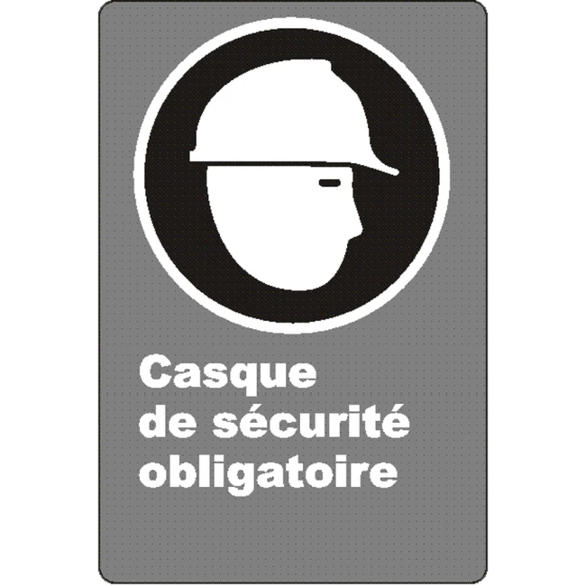 Affiche CSA « Casque de sécurité obligatoire » de langue française: langues, formats & matériaux divers + options