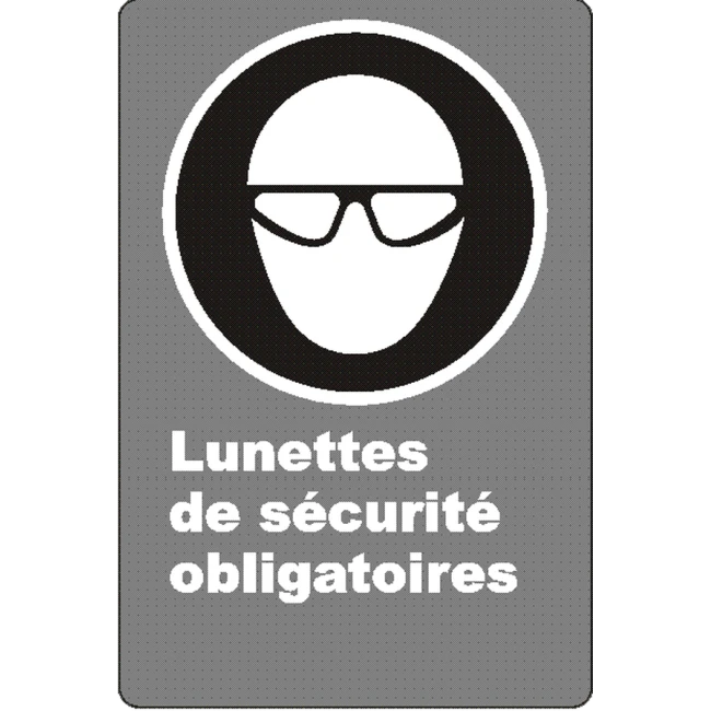 Affiche CSA «Lunettes de sécurité obligatoires» de langue française: langues, formats & matériaux divers + options