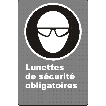 Affiche CSA «Lunettes de sécurité obligatoires» de langue française: langues, formats & matériaux divers + options