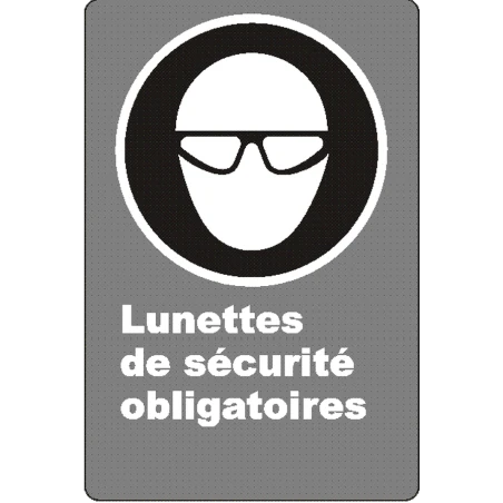 Affiche CSA «Lunettes de sécurité obligatoires» de langue française: langues, formats & matériaux divers + options