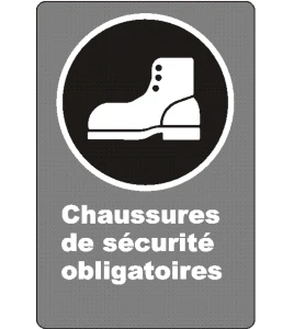 Affiche CSA «Chaussures de sécurité obligatoires» de langue française: langues, formats & matériaux divers + options