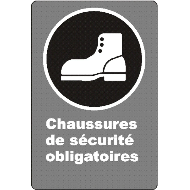 Affiche CSA «Chaussures de sécurité obligatoires» de langue française: langues, formats & matériaux divers + options