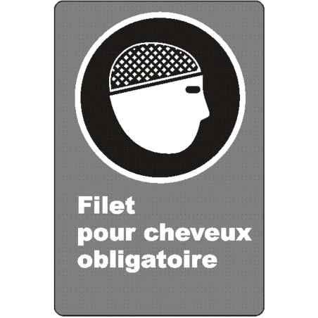 Affiche CSA «Filet pour cheveux obligatoire» de langue française: langues, formats & matériaux divers + options