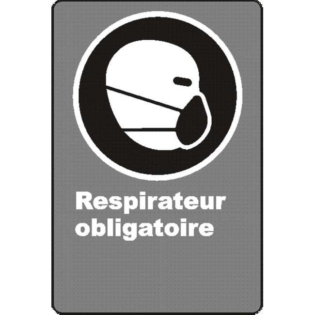 Affiche CSA « Respirateur obligatoire » de langue française: langues, formats & matériaux divers + options Affiche CSA « Respirateur obligatoire » de langue française: langues, formats & matériaux divers + options