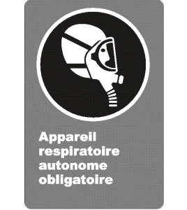 Affiche CSA «Appareil respiratoire autonome obligatoire» en français: langues, formats & matériaux divers + options