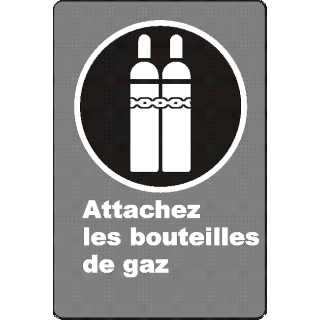 Affiche CSA «Attachez les bouteilles de gaz » de langue française: langues, formats & matériaux divers   options