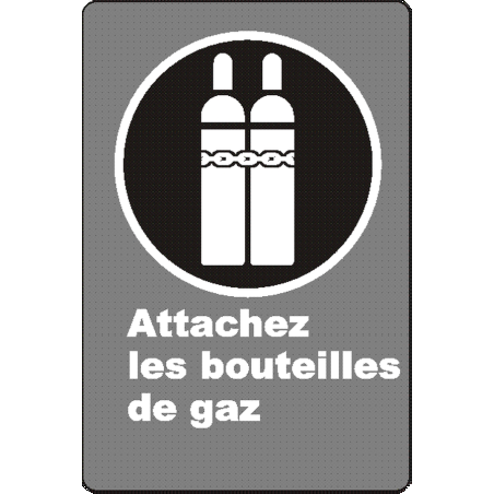 Affiche CSA «Attachez les bouteilles de gaz » de langue française: langues, formats & matériaux divers   options