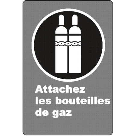Affiche CSA «Attachez les bouteilles de gaz » de langue française: langues, formats & matériaux divers + options