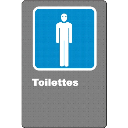 French CSA men "Toilette" sign in various sizes, shapes, materials & languages + optional features