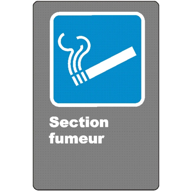 French CSA "Smoking Area" sign in various sizes, shapes, materials & languages + optional features