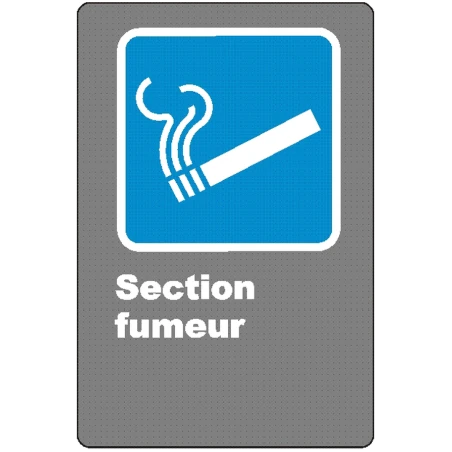 French CSA "Smoking Area" sign in various sizes, shapes, materials & languages + optional features